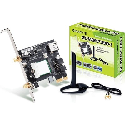 Adapter Karte günstig Kaufen-Gigabyte GC-WB1733D-I, 2.4GHz/5GHz WLAN Karte, Bluetooth 5.1 LE, PCIe x1. Gigabyte GC-WB1733D-I, 2.4GHz/5GHz WLAN Karte, Bluetooth 5.1 LE, PCIe x1 <![CDATA[• WLAN-Adapter, WPAN-Adapter • 1x 2.4GHz WLAN (300Mb/), 1x 5GHz WLAN (1.733Gb/s, 2x2) • 1x Bl