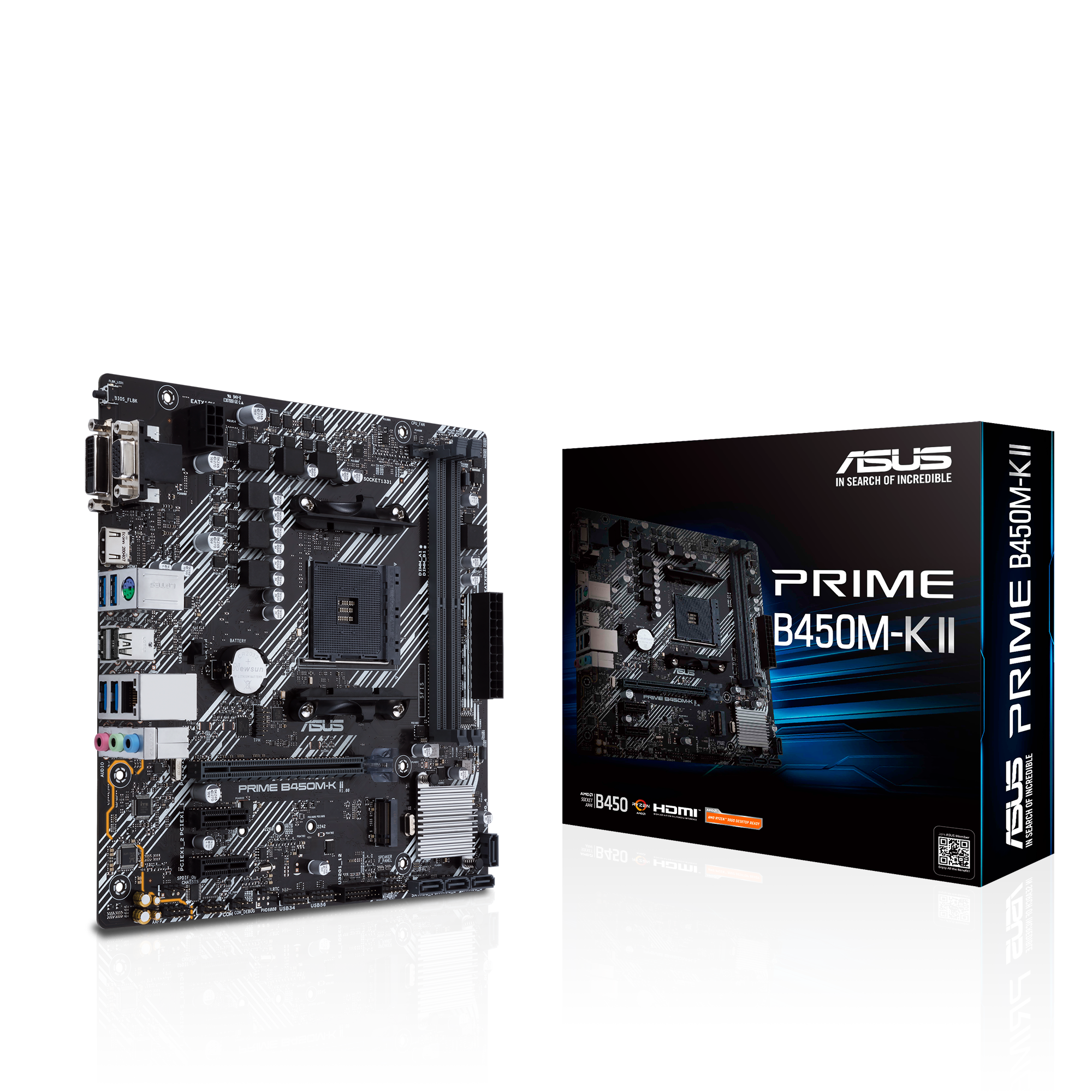 ASUS Prime B450M-K II mATX Mainboard Sockel AM4 M.2/USB3.2/DVI/VGA/HDMI