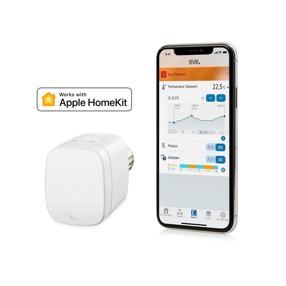 Eve Thermo - 4er Set Smartes Heizkörperthermostat mit Display für Apple HomeKit