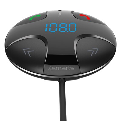 Bluetooth FM günstig Kaufen-4smarts KfZ Bluetooth FM Transmitter mit Ladefunktion. 4smarts KfZ Bluetooth FM Transmitter mit Ladefunktion <![CDATA[• FM-Transmitter über Bluetooth • Kfz-Ladegerät um 2 Geräte gleichzeitig zu laden • Freisprecheinrichtung dank integrierten Mikr