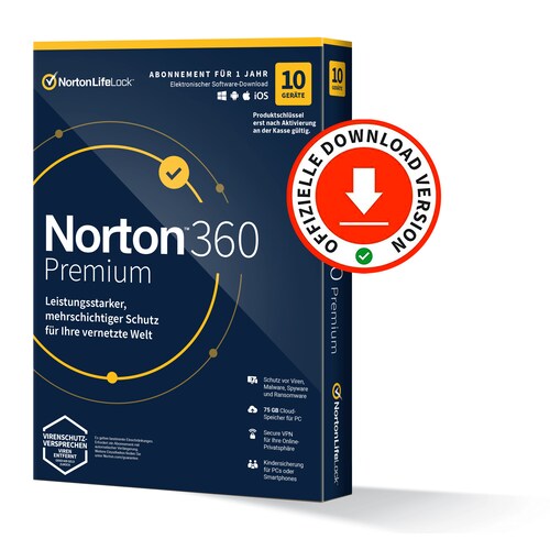 Norton LifeLock Norton 360 Premium 100GB 10 Geräte 1 Jahr ESD DE