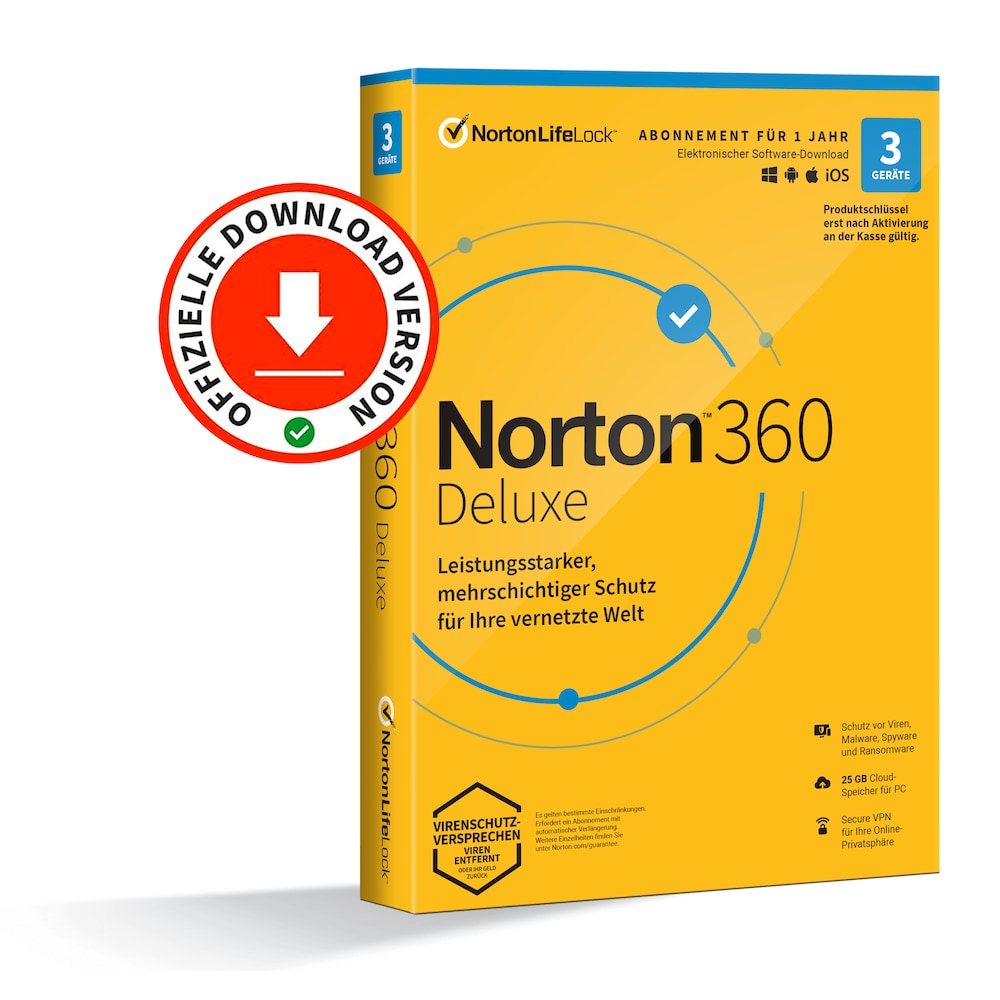 Norton LifeLock Norton 360 Deluxe 25GB 3 Geräte 1 Jahr ESD DE