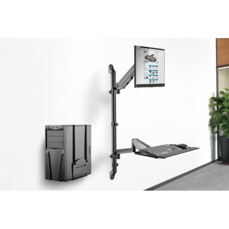 DIGITUS Flexibler Steh-/ Sitz-Arbeitsplatz zur Wandmontage Single Monitor