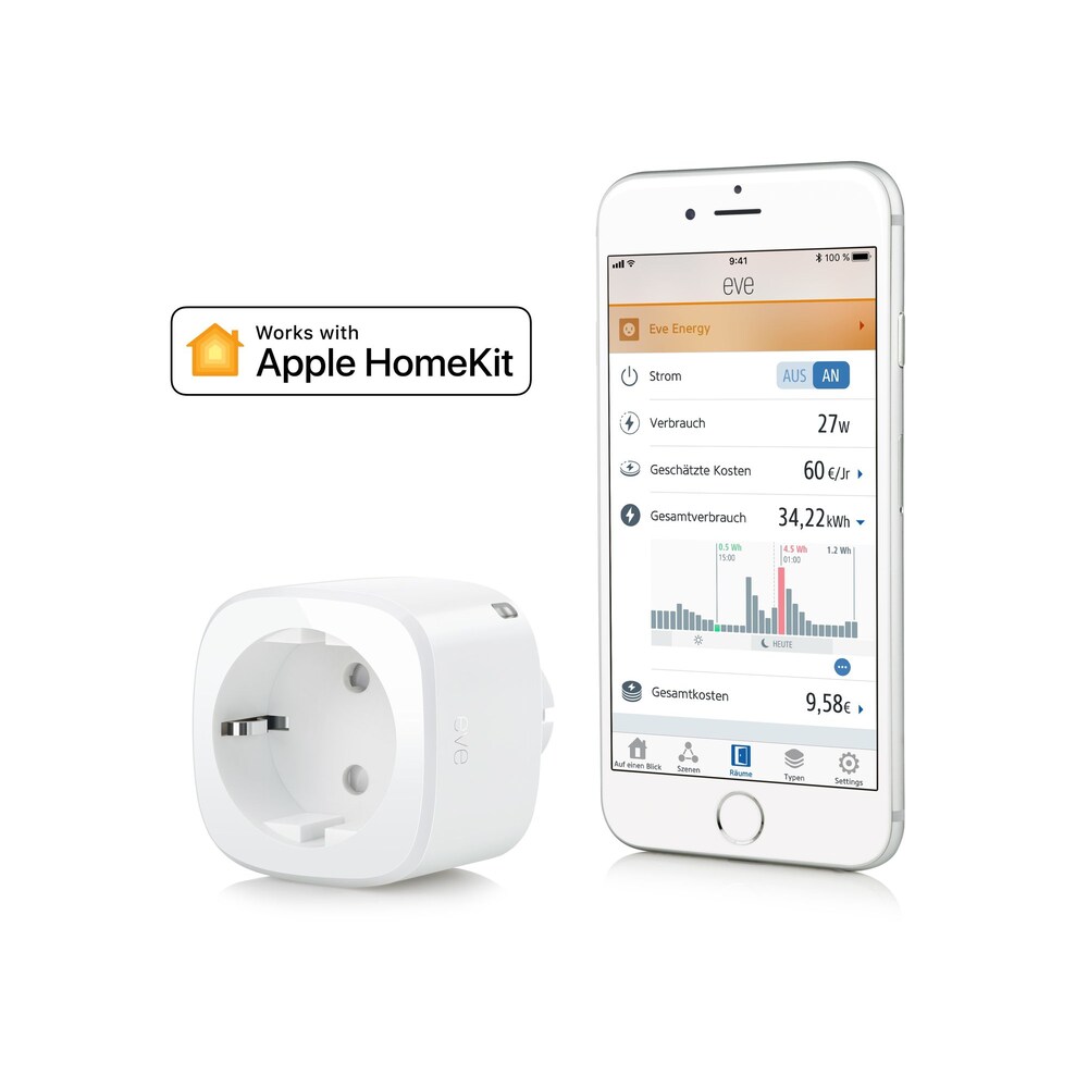 Elgato Eve Energy EU Zwischenstecker für Apple HomeKit mit Verbrauchsmessung