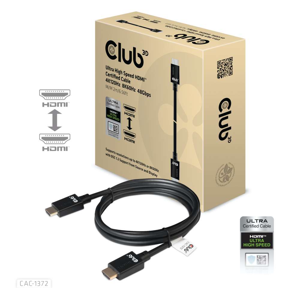 Club 3D HDMI 2.1 Kabel 2m Ultra High Speed 10K120Hz St./St. schwarz