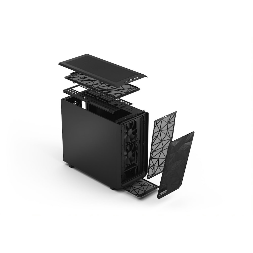 Fractal Design Meshify 2 Black Solid Big Tower Gaming Gehäuse mit Seitenfenster