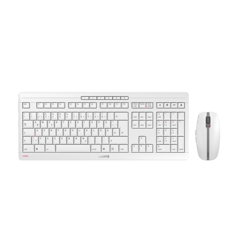 Kabellose Tastatur günstig Kaufen-Cherry STREAM Kabellose Maus-Tastaturkombination weiß. Cherry STREAM Kabellose Maus-Tastaturkombination weiß <![CDATA[• Kabellos, 2,4GHz, 10 m Reichweite • Tastatur-Layout: deutsch, Tastatur-Nummernblock integriert • 6 Maustasten, Scrollrad mit 