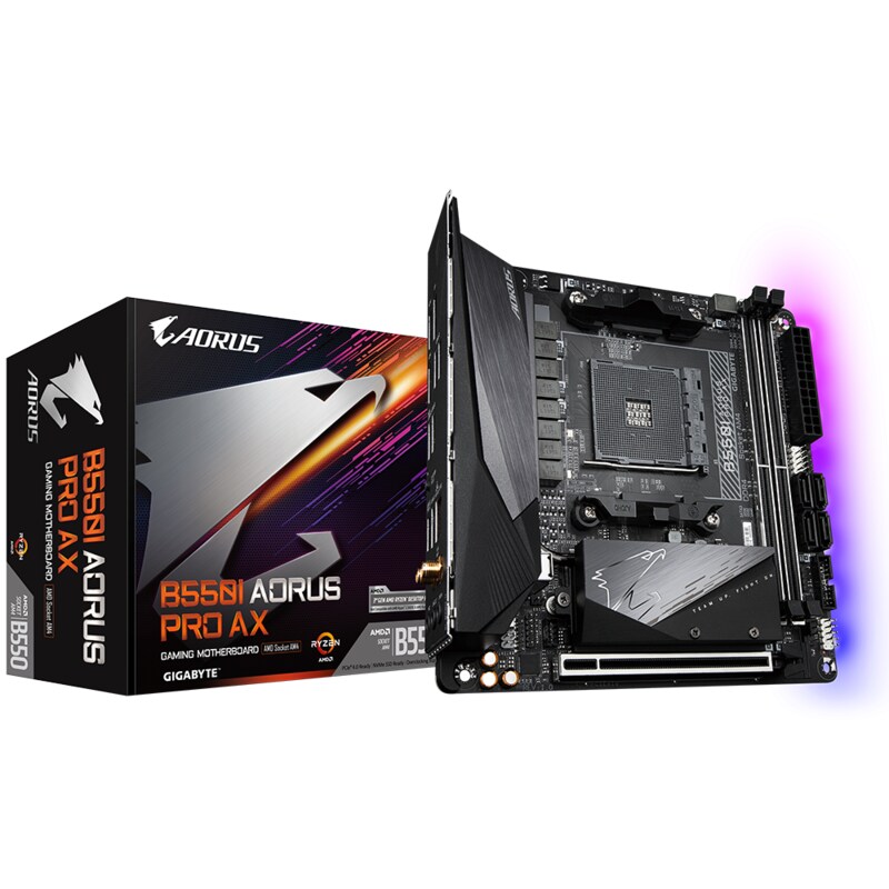 Gigabyte B550i AORUS Pro AX Mini ITX Mainboard Sockel AM4 M.2/HDMI/DP/USB3.2