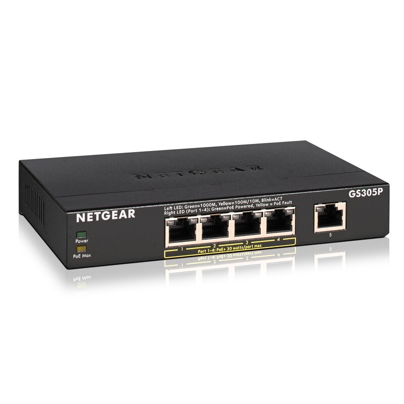 Netgear GS305P 5-Port Gb PoE Switch 63W unmanaged, lüfterlos