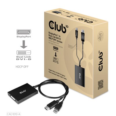 HD Schwarz günstig Kaufen-Club 3D DisplayPort Adapter zu DVI-D Dual Link HDCP off aktiv St./B. schwarz. Club 3D DisplayPort Adapter zu DVI-D Dual Link HDCP off aktiv St./B. schwarz <![CDATA[• Displayport-Adapter • Anschlüsse: Displayport und DVI-D (24+1) Dual Link • Farbe: 