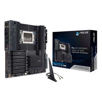 Bluetooth/WIFI günstig Kaufen-ASUS Pro WS WRX80E-SAGE SE WIFI Workstation Mainboard USB 3.2(C). ASUS Pro WS WRX80E-SAGE SE WIFI Workstation Mainboard USB 3.2(C) <![CDATA[• E-ATX Mainboard mit Sockel WRX8 für Ryzen Threadripper PRO 3000, 5000 • AMD WRX80-Chipsatz, keine Grafik •