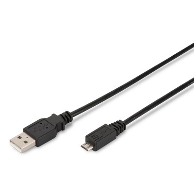 Digitus  Micro USB 2.0 Anschlusskabel 1,0m Typ A – micro B St/St, schwarz | 04016032383673