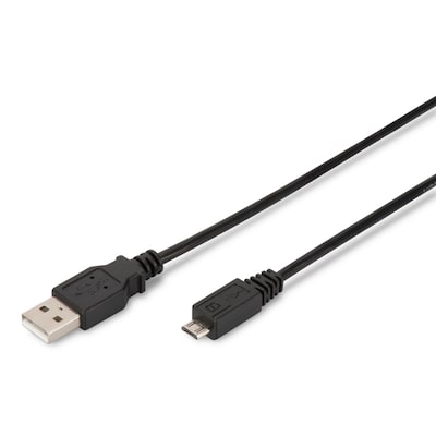 DIGITUS Micro USB 2.0 Anschlusskabel 1,0m Typ A - micro B St/St, schwarz