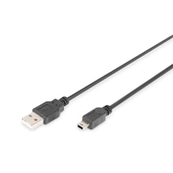 DIGITUS Mini USB 2.0 Anschlusskabel 1,0m Typ A - mini B (5pin) St/St, schwarz