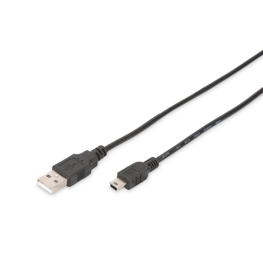 DIGITUS Mini USB 2.0 Anschlusskabel 1,0m Typ A - mini B (5pin) St/St, schwarz