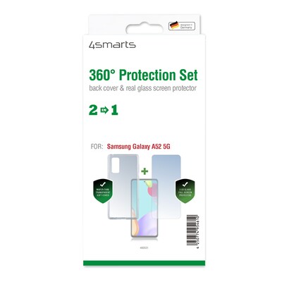 Samsung günstig Kaufen-4smarts 360° Protection Set für Samsung Galaxy A52 5G, transparent. 4smarts 360° Protection Set für Samsung Galaxy A52 5G, transparent <![CDATA[• Passend für Samsung Galaxy A52 / A52s • Ultradünnes, kristallklares gehärtetes Sch