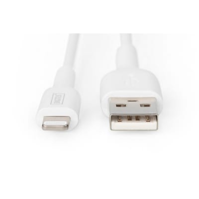 DIGITUS Daten- und Ladekabel USB-A zu Lightning, 1.0m, weiß