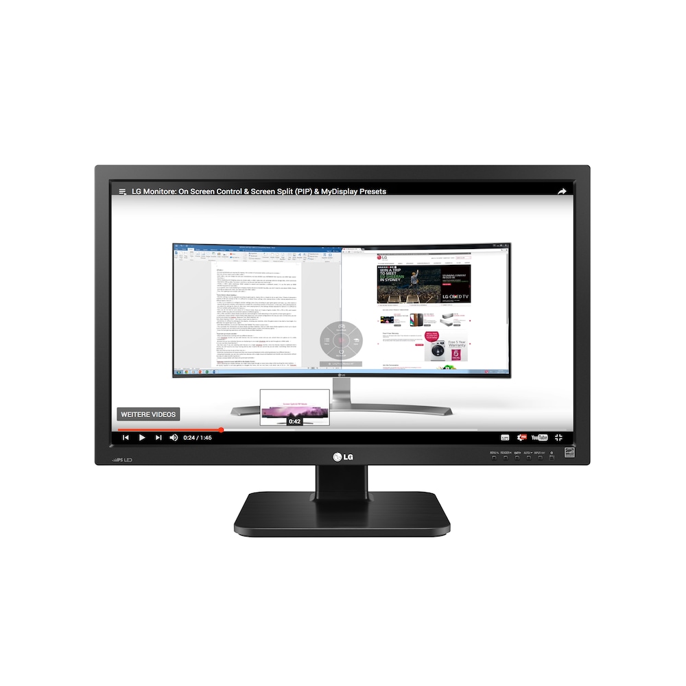 LG 24BK55WY-B 60,5cm (23,8") Full HD IPS Office-Monitor DP/DVI/VGA 16:10