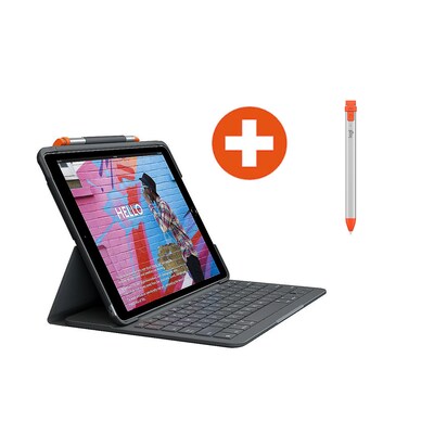 Tastatur 2 günstig Kaufen-Logitech Slim Folio Hülle und Tastatur + Logitech Crayon für iPads 10,2". Logitech Slim Folio Hülle und Tastatur + Logitech Crayon für iPads 10,2" <![CDATA[• Passend für das Apple iPad 10,2