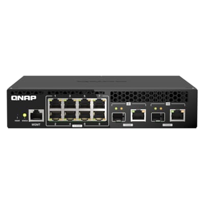 CD R günstig Kaufen-QNAP QSW-M2108R-2C Switch Managed 8 port 2.5Gbps, 2 port 10Gbps SFP+/ NBASE-T. QNAP QSW-M2108R-2C Switch Managed 8 port 2.5Gbps, 2 port 10Gbps SFP+/ NBASE-T <![CDATA[• Desktop 10-GbE- und 2,5-GbE Switch • 8 port 2.5Gbps, 2 port 10Gbps SFP+/ NBASE-T 