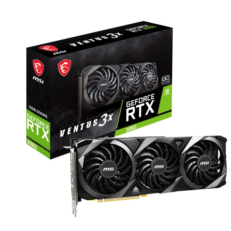 MSI GeForce RTX 3060 Ventus 3X OC 12GB GDDR6 Grafikkarte 3xDP/HDMI