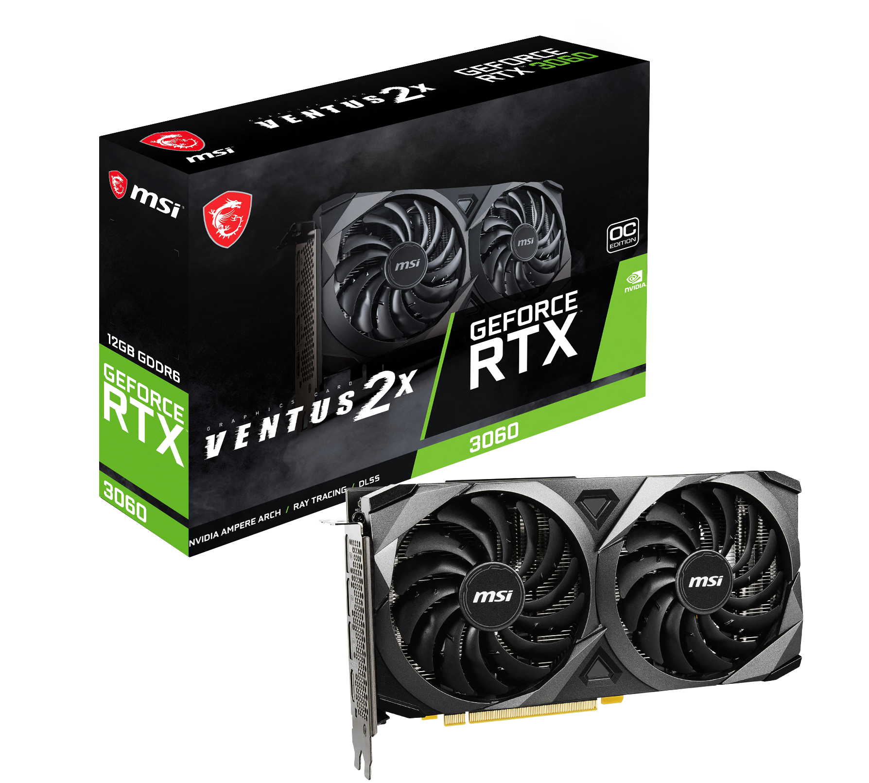 MSI GeForce RTX 3060 Ventus 2X OC 12GB GDDR6 Grafikkarte 3xDP/HDMI