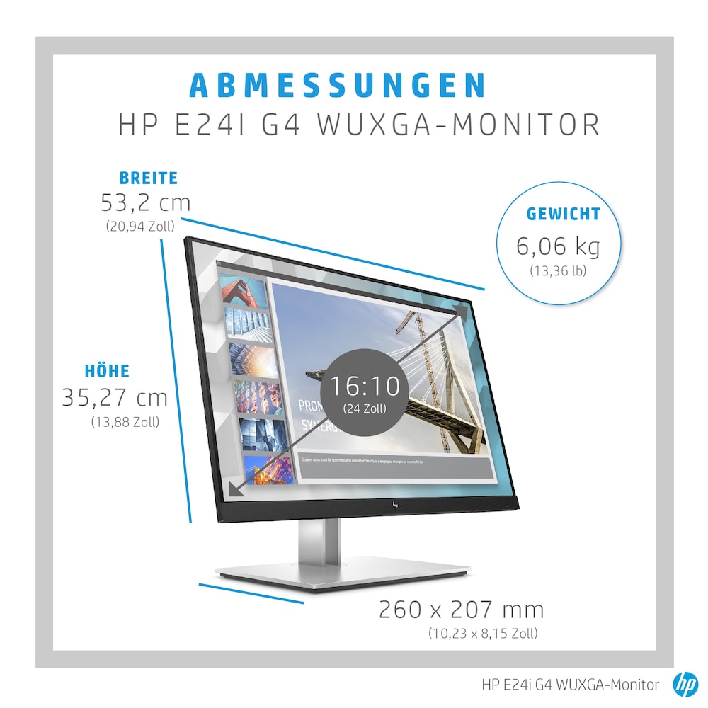 HP E24i G4 61cm (24") WUXGA IPS Office-Monitor 16:10 VGA/HDMI/DP Pivot HV