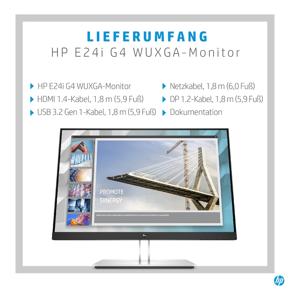 HP E24i G4 61cm (24") WUXGA IPS Office-Monitor 16:10 VGA/HDMI/DP Pivot HV