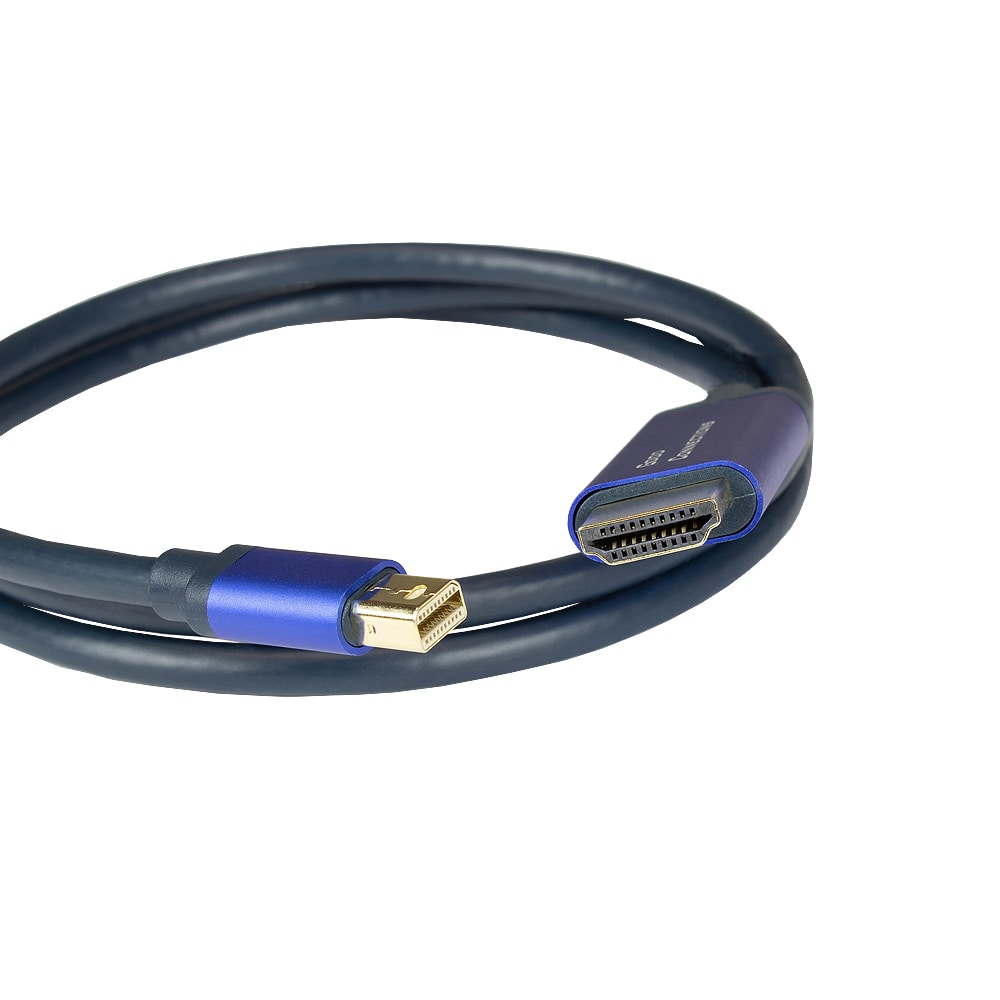 Good Connections MiniDP/HDMI 1.4 Anschlusskabel 4K UHD @60Hz Alu blau 1m