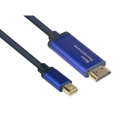 4K Kabel  günstig Kaufen-Good Connections MiniDP/HDMI 1.4 Anschlusskabel 4K UHD @60Hz Alu blau 1m. Good Connections MiniDP/HDMI 1.4 Anschlusskabel 4K UHD @60Hz Alu blau 1m <![CDATA[• Displayport-Kabel • Anschlüsse: Mini Displayport und HDMI A • Farbe: blau, Länge: 1,0m]]>