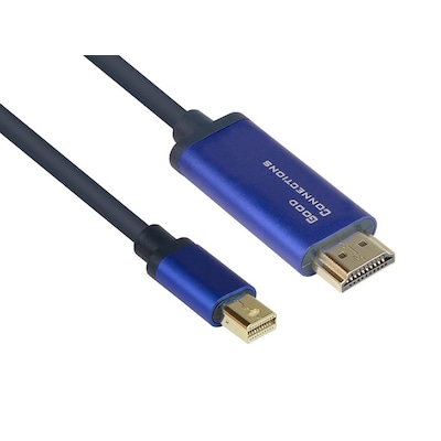 HD 4K günstig Kaufen-Good Connections MiniDP/HDMI 1.4 Anschlusskabel 4K UHD @60Hz Alu blau 2m. Good Connections MiniDP/HDMI 1.4 Anschlusskabel 4K UHD @60Hz Alu blau 2m <![CDATA[• Displayport-Kabel • Anschlüsse: Mini Displayport und HDMI A • Farbe: blau, Länge: 2,0m]]>