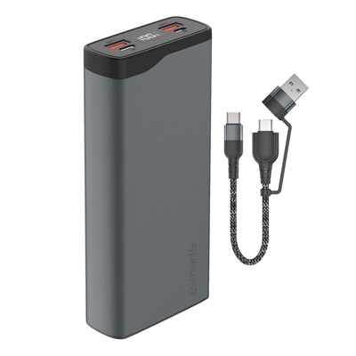 Usb Hub günstig Kaufen-4smarts Powerbank VoltHub Pro 20000mAh QuickCharge PD gunmetal. 4smarts Powerbank VoltHub Pro 20000mAh QuickCharge PD gunmetal <![CDATA[• Kapazität: 20.000 mAh • 2 Geräte gleichzeitig Laden mit 2 USB-A Ausgängen • Ladekabel USB-C / USB-A auf USB-