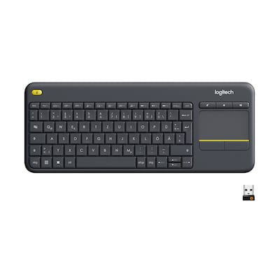 Anschluss USB günstig Kaufen-Logitech K400 Plus Kabellose Tastatur Schwarz. Logitech K400 Plus Kabellose Tastatur Schwarz <![CDATA[• , kein Nummernblock • Kabellos, 2,4GHz, 10 m Reichweite • Layout: deutsch • schwarz, 530g • PC/ Notebook, USB-Anschluss, Chrome OS, Unifying-