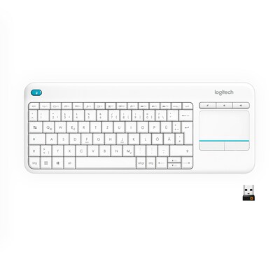 Notebook PC günstig Kaufen-Logitech K400 Plus Kabellose Tastatur Weiß. Logitech K400 Plus Kabellose Tastatur Weiß <![CDATA[• Anwendungsbereich: Unterwegs, kein Nummernblock • Kabellos, 2,4GHz, 10 m Reichweite • Layout: deutsch • weiß, 530g • PC/ Notebook, USB-A