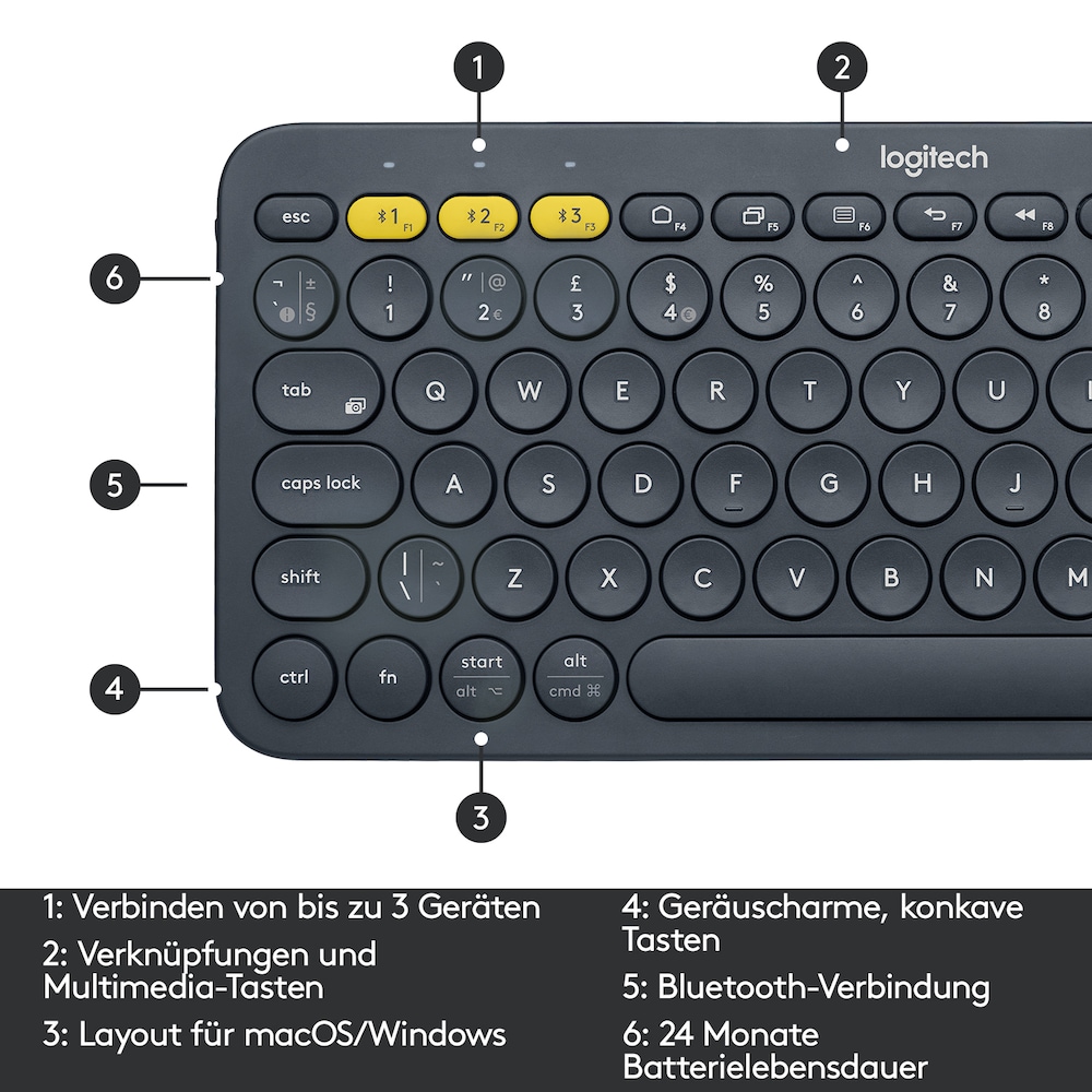 Logitech K380 Kabellose Tastatur Schwarz
