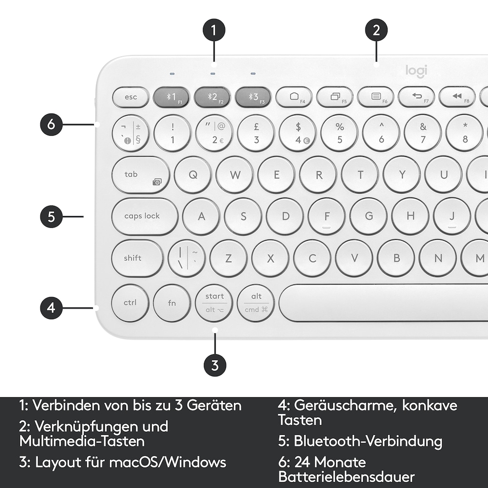 Logitech K380 Kabellose Tastatur Weiß