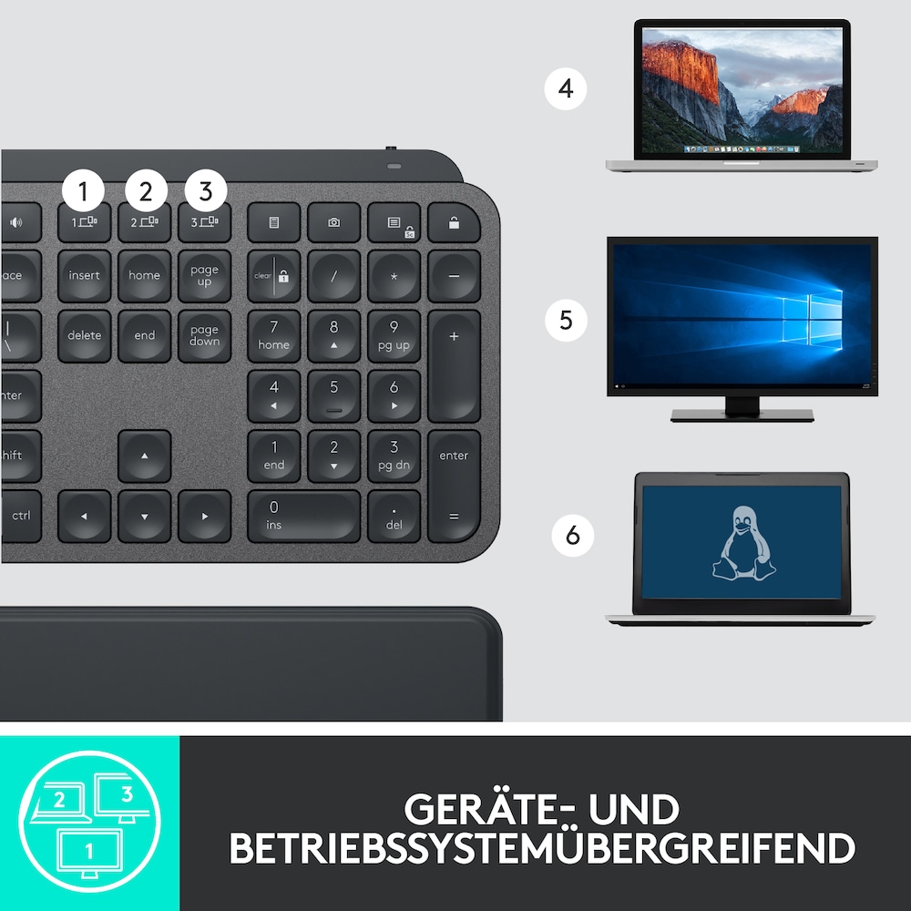 Logitech MX Keys Advanced Illuminated Tastatur Graphite + Handballenauflage