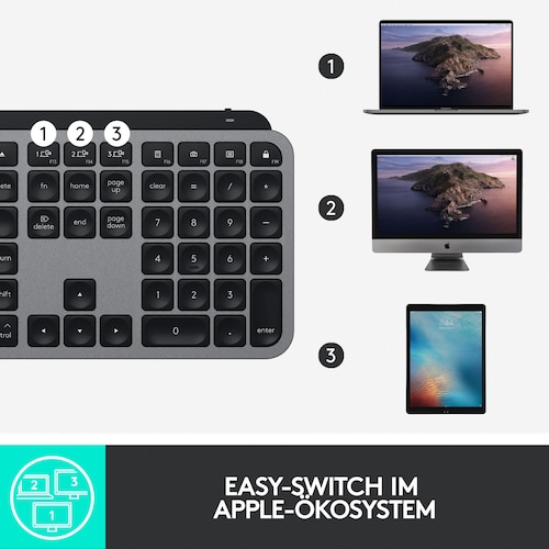 Logitech MX Keys für Mac Kabellose Tastatur Space Grey