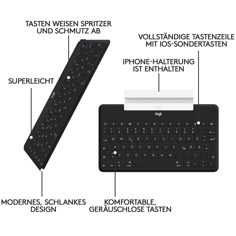 Logitech Keys-To-Go Kabellose Tastatur Schwarz