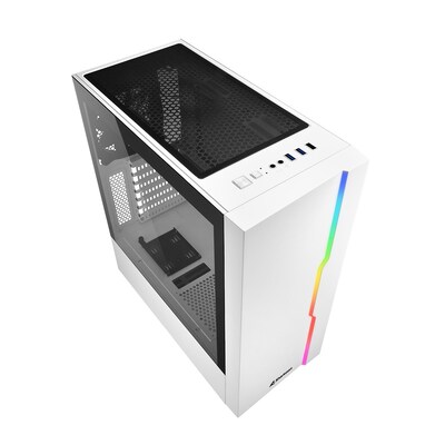 Slider günstig Kaufen-Sharkoon RGB Slider Midi-Tower ATX Gaming Gehäuse RGB LED, Seitenfenster Weiß. Sharkoon RGB Slider Midi-Tower ATX Gaming Gehäuse RGB LED, Seitenfenster Weiß <![CDATA[• Midi-Tower, ATX Gehäuse mit Glas-Seitenfenster • 1x 120 mm Geh