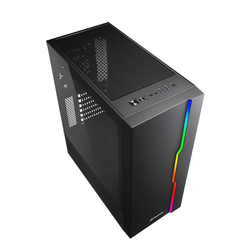 Sharkoon RGB Slider Midi-Tower ATX Gaming Gehäuse RGB LED, Seitenfenster Schwarz