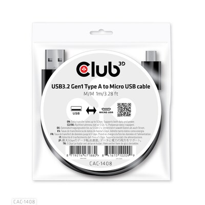 Club 3D USB 3.2 Typ-A auf micro USB Kabel 1m St./St. schwarz