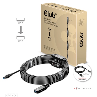 Club 3D USB 3.2 Gen1 aktives Kabel 15m St./B. 28AWG schwarz