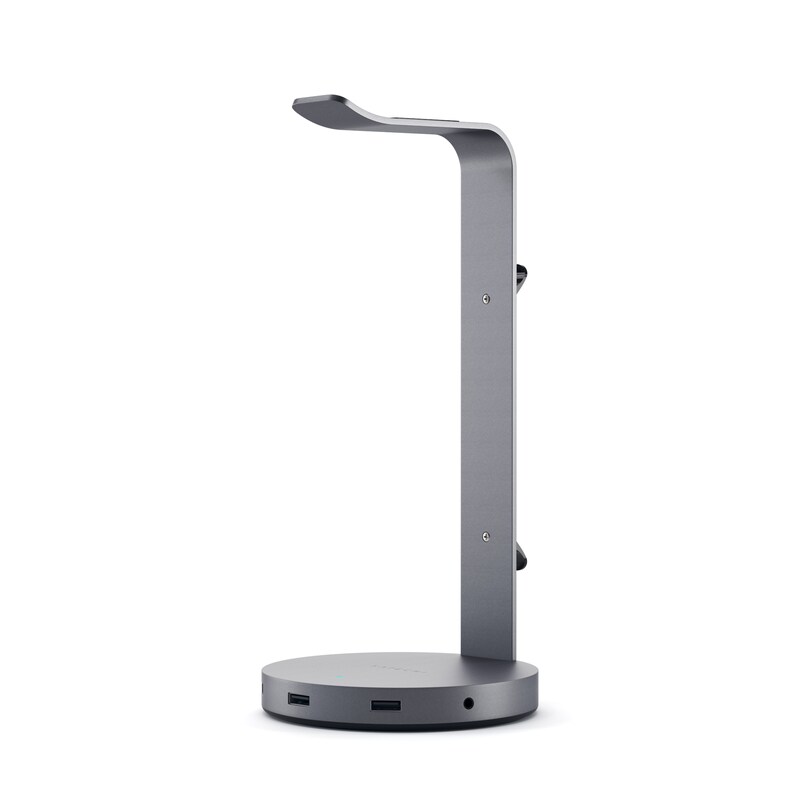 Space günstig Kaufen-Satechi Aluminum Headphone Stand Hub Space Grey. Satechi Aluminum Headphone Stand Hub Space Grey <![CDATA[• Halterung zum Verstauen und Aufladen von Kopfhörern • 3x USB-A-Anschlüsse (3.0), 1x 3,5-Millimeter-Anschluss • Kabelhalterung an der Rückseite • Sc
