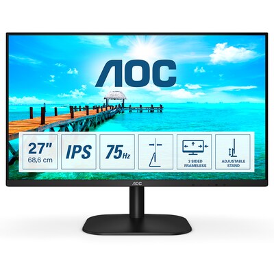 AOC Monitor günstig Kaufen-AOC 27B2H 68,6cm (27") FHD IPS Office Monitor 16:9 HDMI/VGA 75Hz 250cd/m² 7ms. AOC 27B2H 68,6cm (27") FHD IPS Office Monitor 16:9 HDMI/VGA 75Hz 250cd/m² 7ms <![CDATA[• Energieeffizienzklasse: E • Größe: 68,6 cm(27 Zoll) 16:9, Aufl