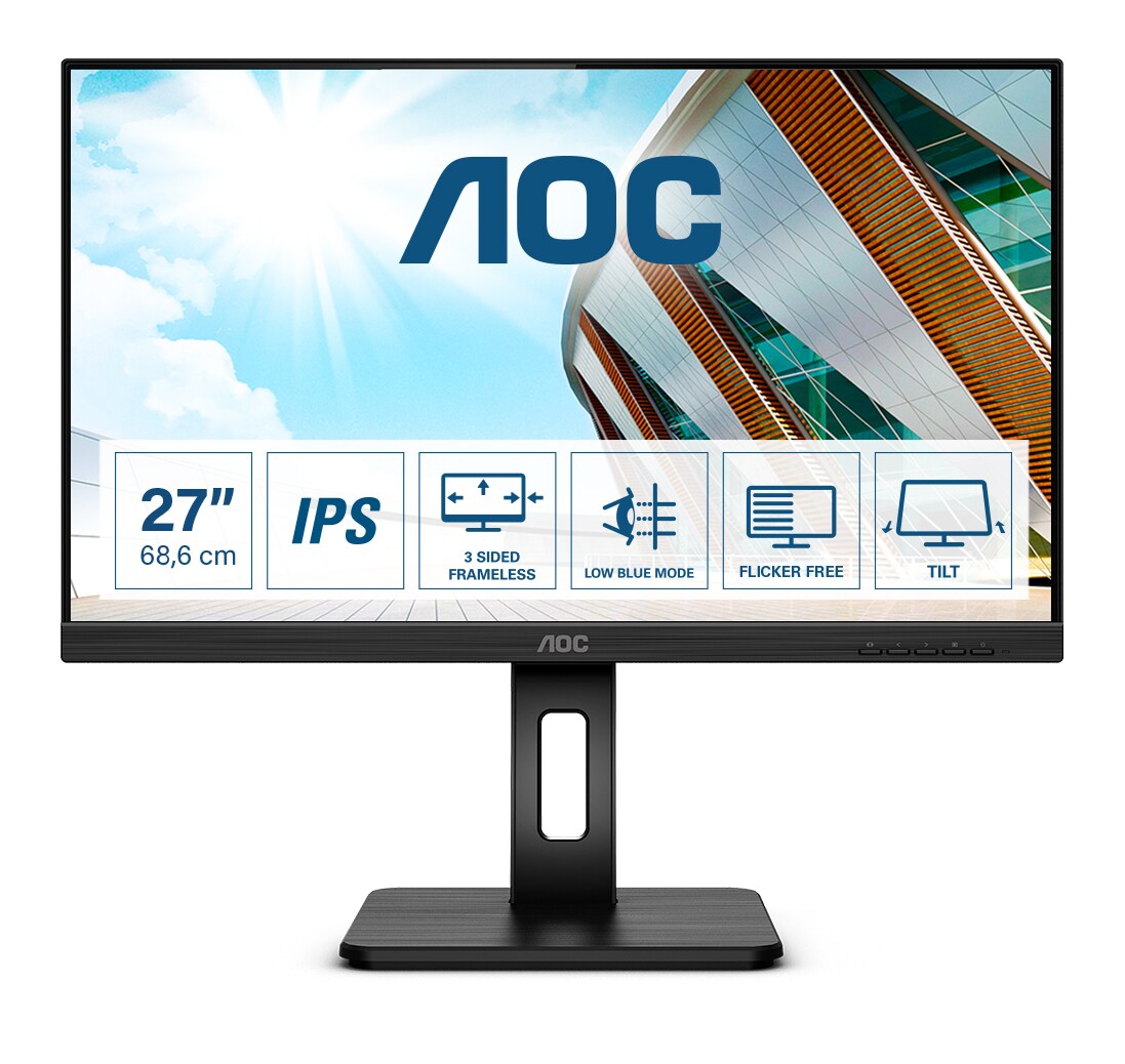 AOC 27P2Q 68,6cm (27&quot;) Full HD 16:9 IPS Office Monitor VGA/DVI/HDMI/DP Pivot HV