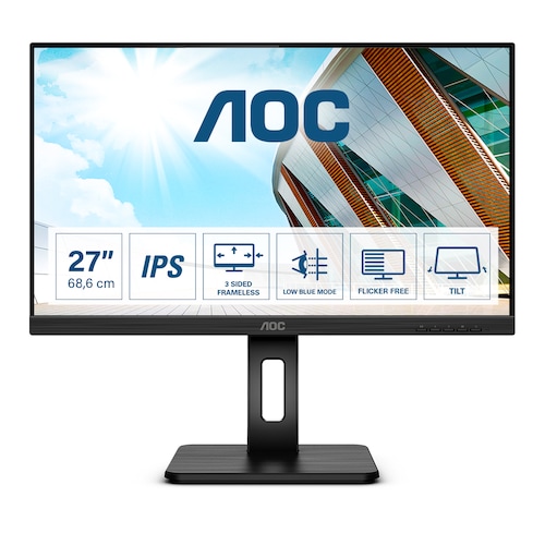 AOC 27P2Q 68,6cm (27") Full HD 16:9 IPS Office Monitor VGA/DVI/HDMI/DP Pivot HV