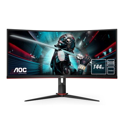 AOC Monitor günstig Kaufen-AOC CU34G2X 86,4cm (34") WQHD Gaming Monitor 21:9 HDMI/DP/USB 144Hz 1ms FreeSync. AOC CU34G2X 86,4cm (34") WQHD Gaming Monitor 21:9 HDMI/DP/USB 144Hz 1ms FreeSync <![CDATA[• Energieeffizienzklasse: G • Größe: 86,4cm(34 Zoll) 21:9, Auflösung