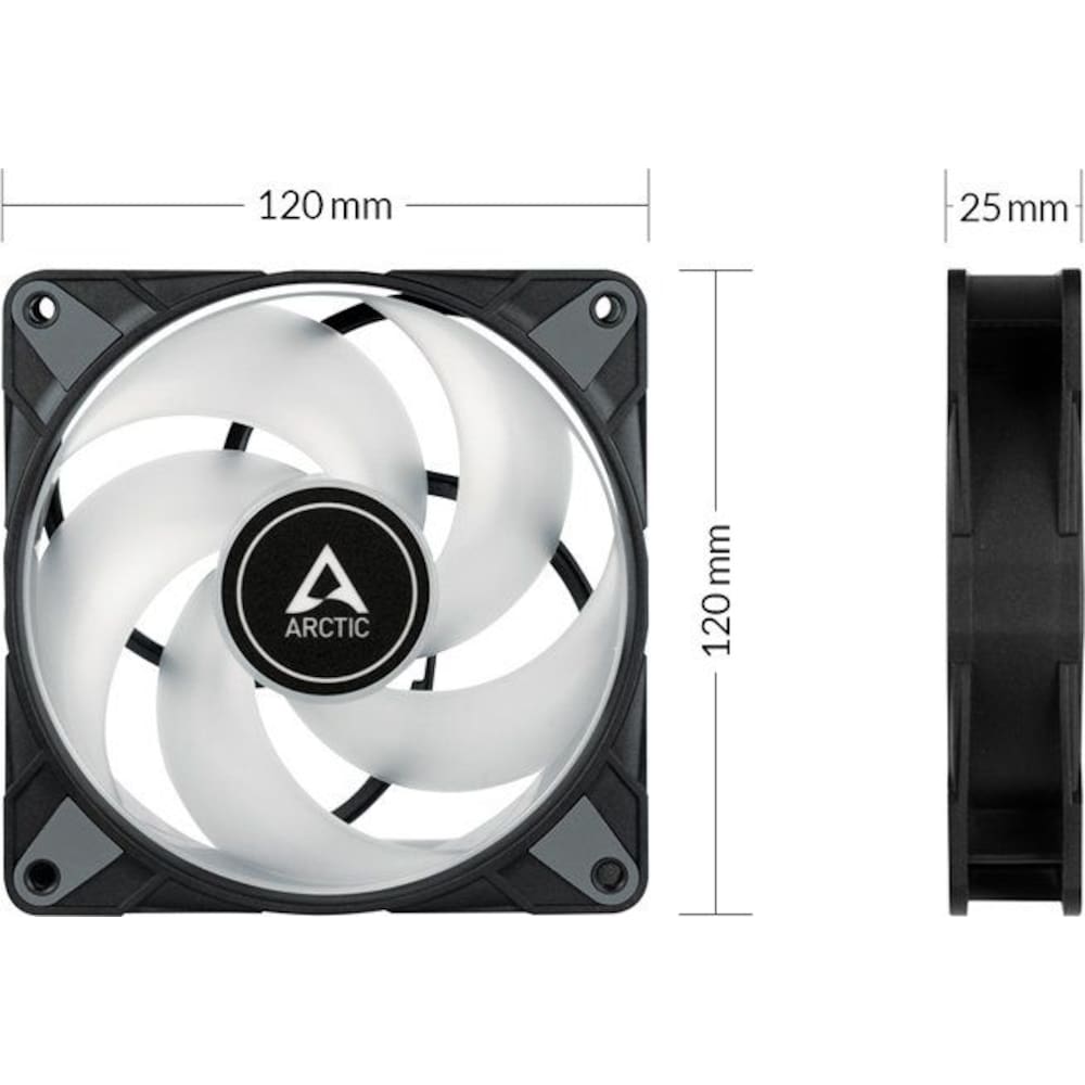 ARCTIC Gehäuselüfter P12 PWM PST A-RGB 0dB schwarz 3er-Pack, 120 mm, 4-pin,