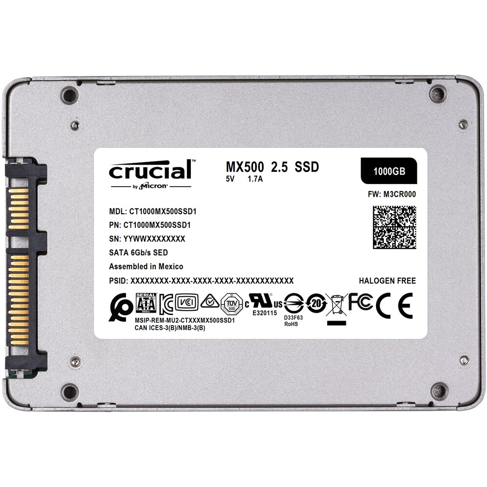 Crucial MX500 SATA SSD 1 TB 3D NAND TLC 2.5zoll inkl. Spotify Premium 30€